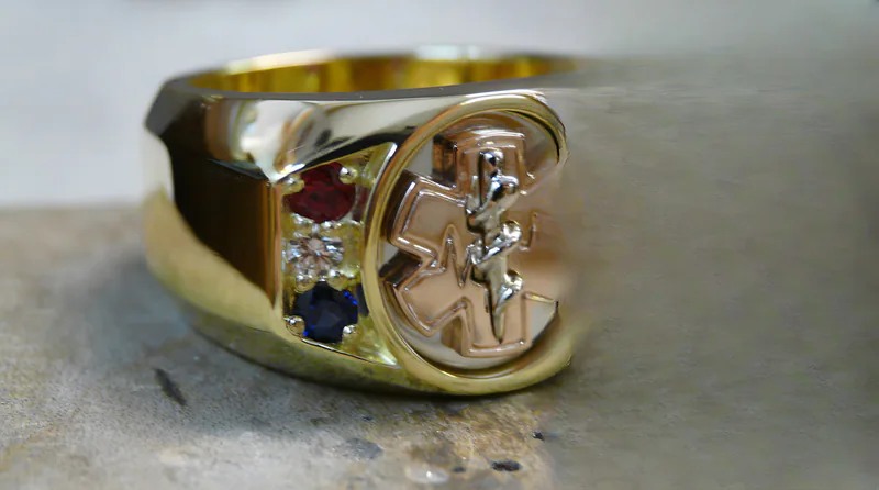 Three-Tone EMT Ring, by Ahern & Brucker