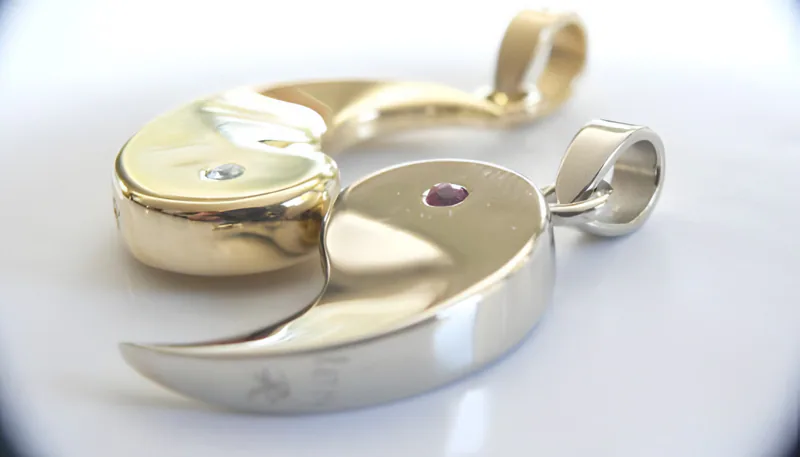 Yin Yang Pendant in Sterling & 18k, by Ahern & Brucker